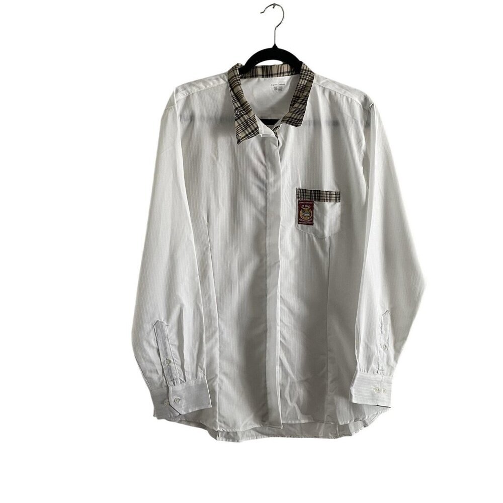 Equine Couture Women XXXL White L/Sleeve CoolMax Horseback Riding Show Shirt NWT